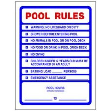 Pool Style Public Pool Rules Sign 18"X24" - Ps233