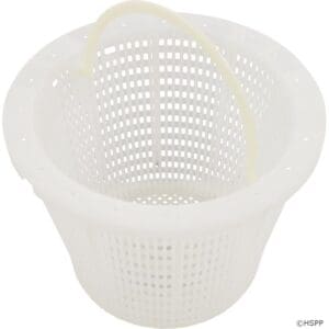 White plastic basket with perforated sides.