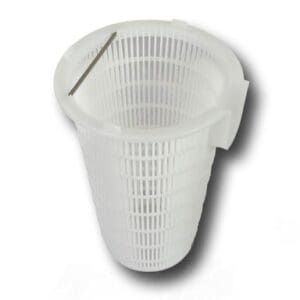 White plastic pool skimmer basket.