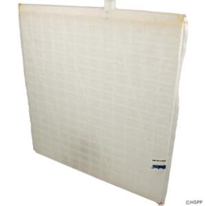 White industrial air filter on white background.