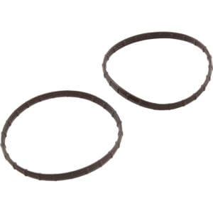 Two black circular plastic bands.
