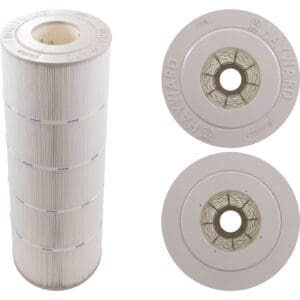 Pool filter cartridges and top view.
