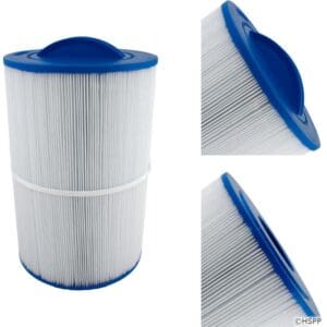 Pool filter cartridge with blue end caps.
