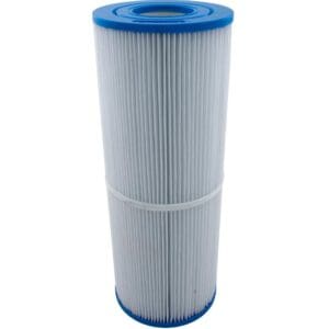 Pool filter cartridge with blue ends.
