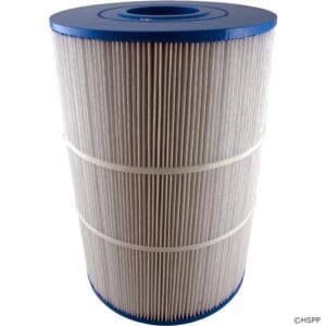 Pool filter cartridge with blue end caps.