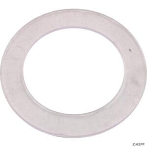 Transparent circular plastic ring on white background.