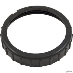 Black plastic threaded ring with markings.