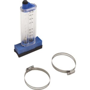 Flow meter with two hose clamps.