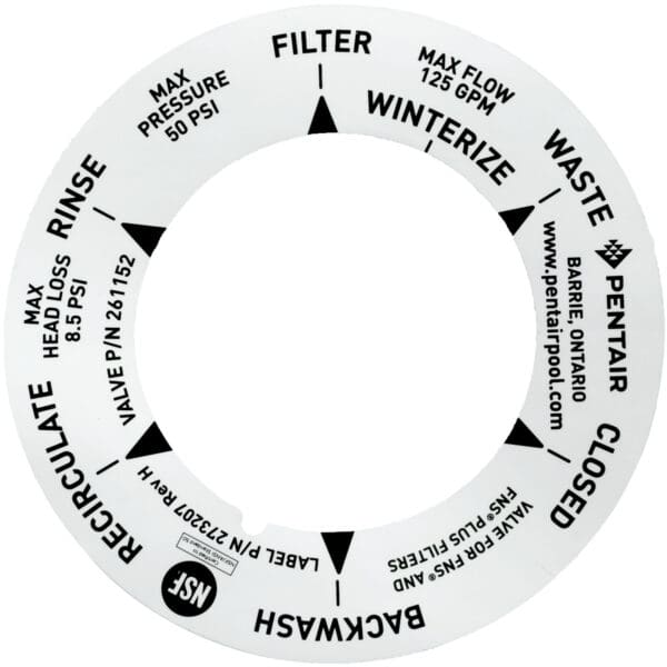 Pentair Valve Position Sticker Label Decal for SM-20-2 SM2-PP2 - Image 2