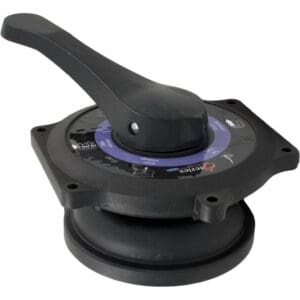 Black marine toilet pump with handle.