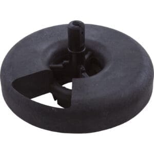 Round black object with a central component.