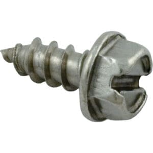 Close-up of a metal screw with threads.