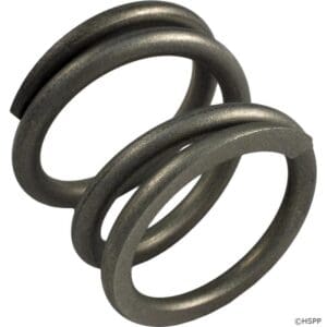 Double helical spring with metallic finish.