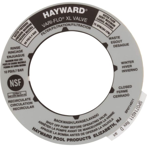 Hayward Multiport Filter Valve Label Position Sticker for Sp0714T Valves - Spx0714G - Image 2