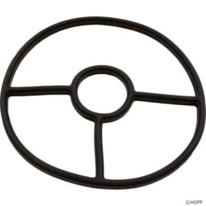 Black circular rubber gasket with five sections.