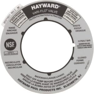 Hayward Vari-Flo Valve label with instructions.