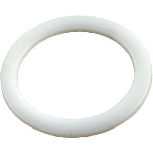 White circular plastic ring on white background.