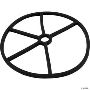 Black circular rubber gasket with spokes.