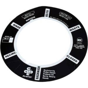 Pool valve label with various settings.