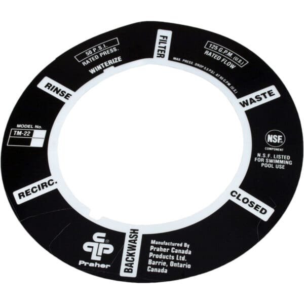 Praher Valve Position Sticker Label Decal 2" F/ Tm-22