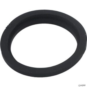 Black rubber gasket on white background.