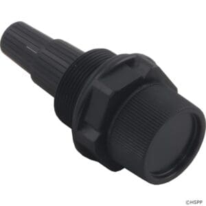 Black plastic rotary knob with ridged grip.