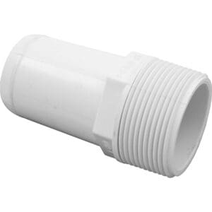 White plastic plumbing pipe fitting connector.