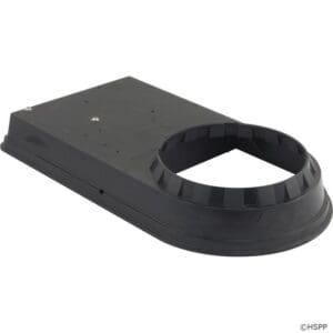 Black plastic mounting bracket with circular opening.