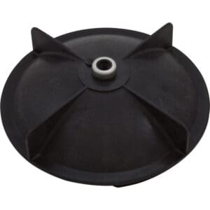 Black rubber diaphragm valve with metal center.