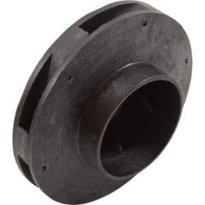 Black plastic mechanical component, circular shape.