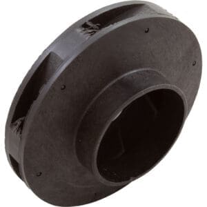 Black plastic spool, side view.