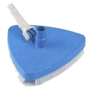 Blue triangular pool vacuum head brush.