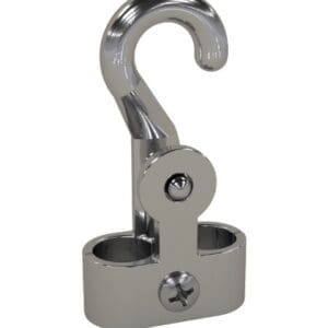 Metal swivel snap hook with screw closure.