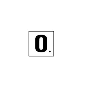 Black "O" in square with dot.