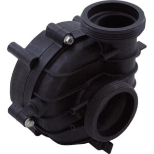 Black plastic water pump housing component.
