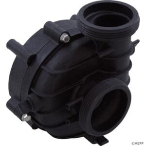 Black plastic water pump housing component.