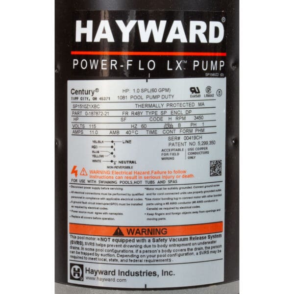 Hayward Pump Powerflo Lx 1Hp 115 Volt 6' Cord - Sp1580 - Image 3