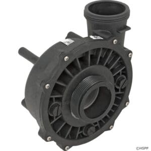 Black plastic centrifugal pump housing component.