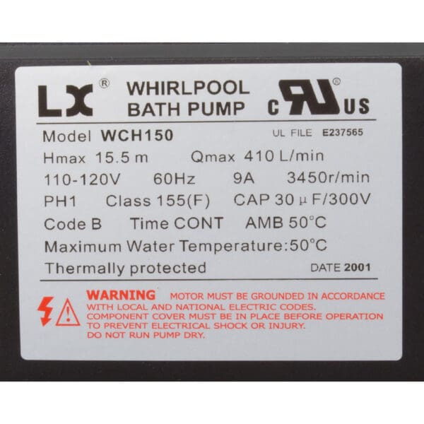 Lx Pump Bath 1.5Hp 9Amp 1.5" With Air Switch - Image 3