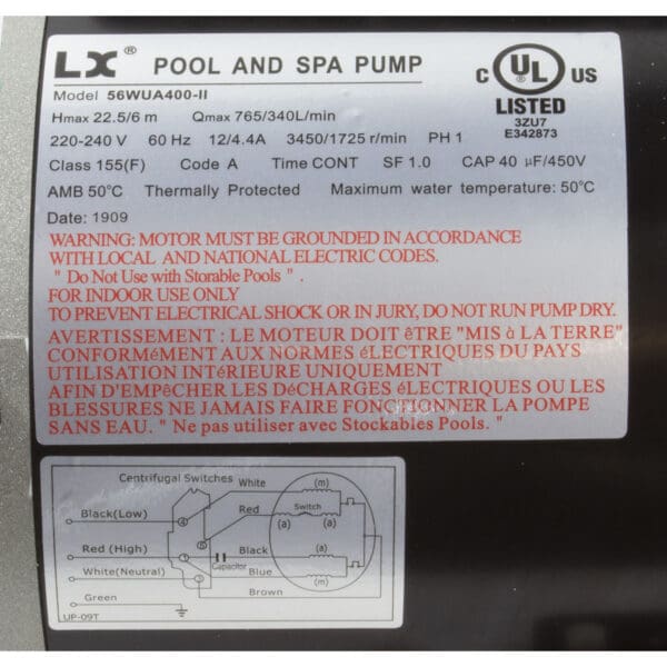 Thn Spa Jet Pump 230V 2Sp 56Fr 4Hp - Image 3