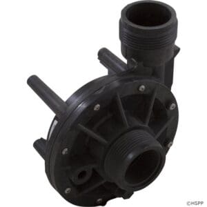 Black plastic water pump housing component.