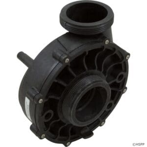 Black plastic centrifugal water pump housing.