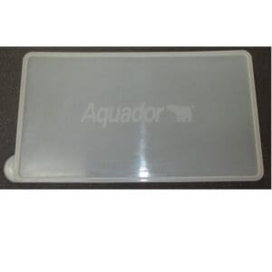 Transparent rectangular Aquador branded plastic cover.