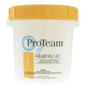ProTeam Alkalinity Up container, orange lid.