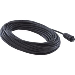 Black coiled cable with connector plug.