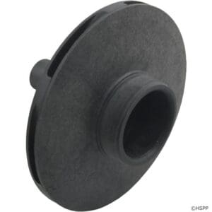 Black industrial metal pulley on white background.