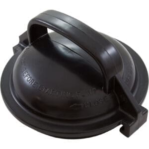 Black pool pump lid with handle.
