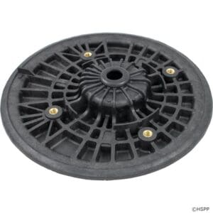 Round black plastic component with bolt holes.