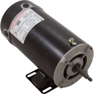 Electric motor with specification label.