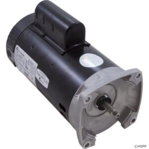 Electric motor with black and silver casing.